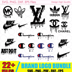 Dripping Logo Bundle Svg, Drip Logo Svg, Lv Logo Svg, Chanel Logo Svg, Fashion Logo Svg, Brand Logo Svg
