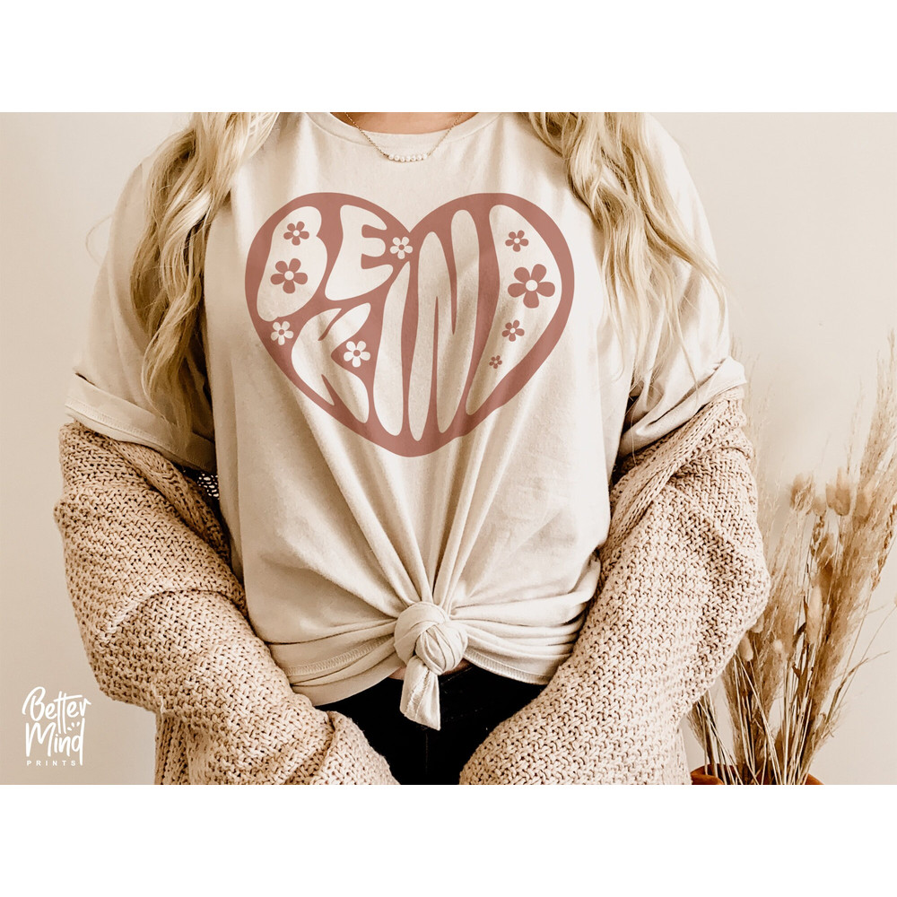 Be Kind Svg Png Pdf, Boho Svg, For Tshirt Svg, Retro Shirt Svg, Be Kind Heart Svg, Hippie Svg, Inspirational Svg, Kindness Svg - 4.jpg