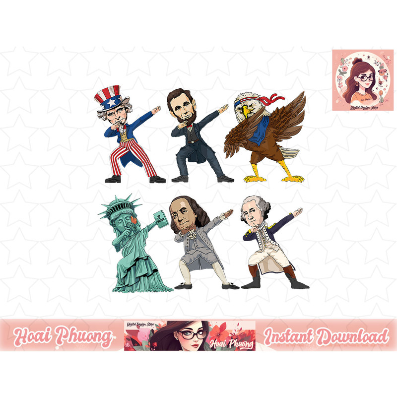 Dabbing Uncle Sam And Friends 4th Of July Boys Girls Kids png, instant download.jpg