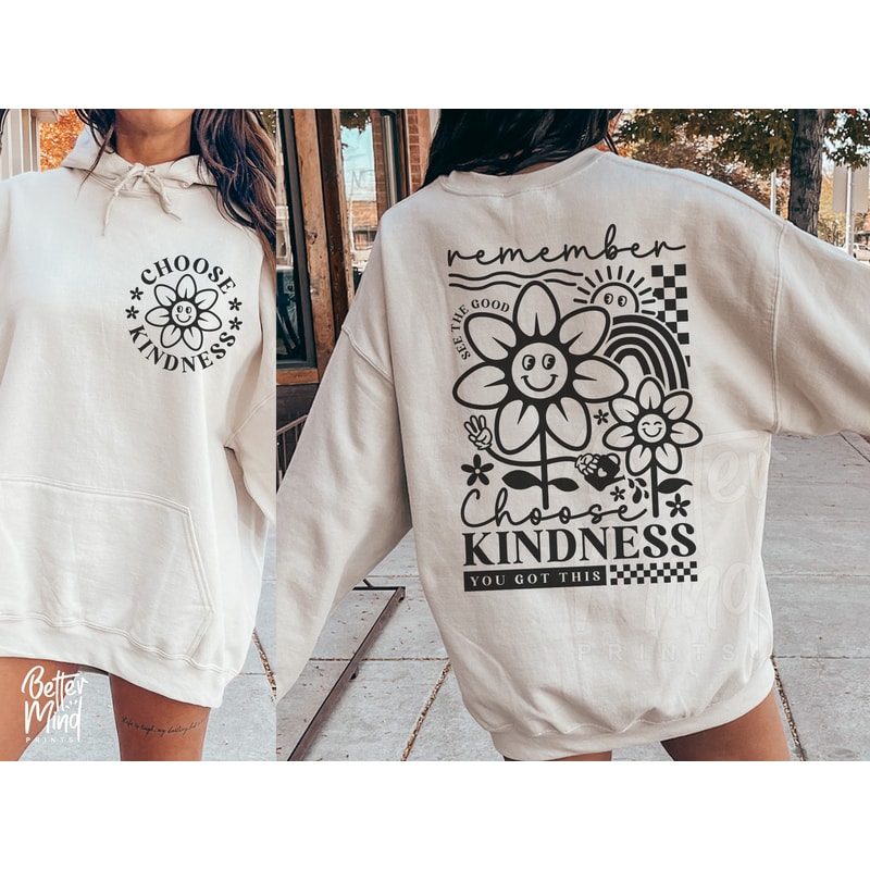 Choose Kindness SVG PNG, Self love svg, front pocket svg, Inspirational svg, Kindness tshirt svg, boho svg, svg cut files for Cricut - 2.jpg
