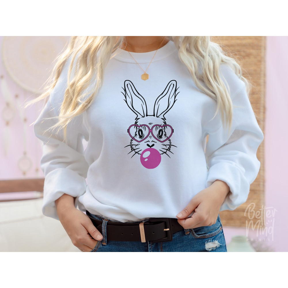 Cute Bunny Rabbit With Bandana Glasses Svg, Rabbit Bandana Svg, Bubblegum Svg, Easter Day Svg, Easter Svg, Bunny With Heart Glasses Svg - 2.jpg