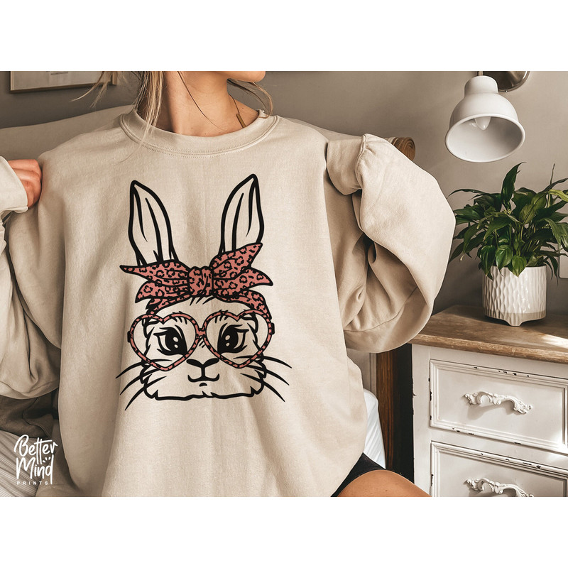 Cute bunny with glasses SVG PNG PDF, Bunny bandana svg, Heart glasses svg, Easter svg, Bunny Face svg, Bunny bandana Bundle - 2.jpg