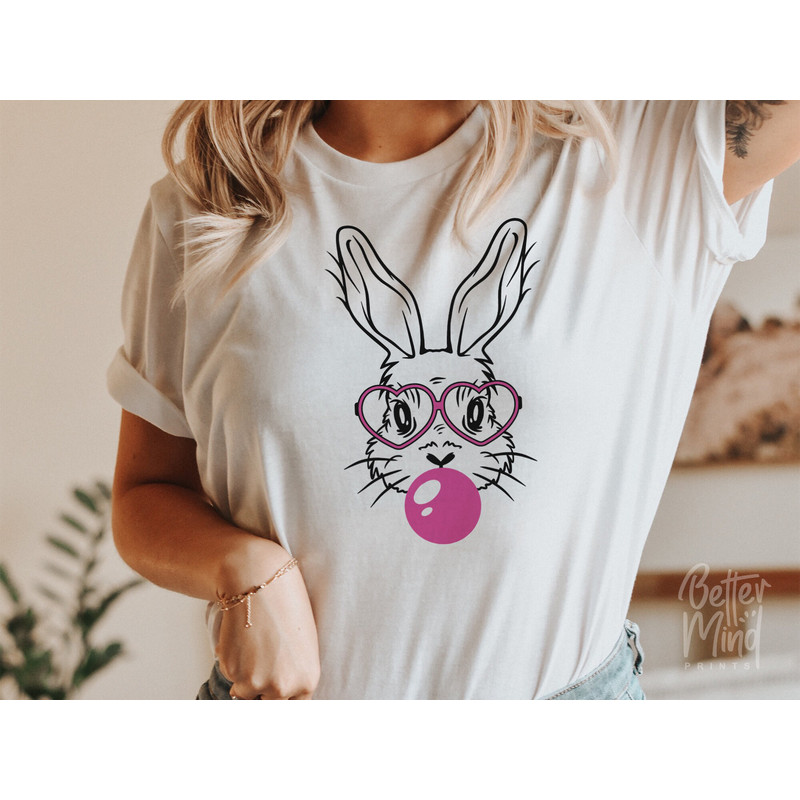 Cute Bunny Rabbit With Bandana Glasses Svg, Rabbit Bandana Svg, Bubblegum Svg, Easter Day Svg, Easter Svg, Bunny With Heart Glasses Svg - 4.jpg