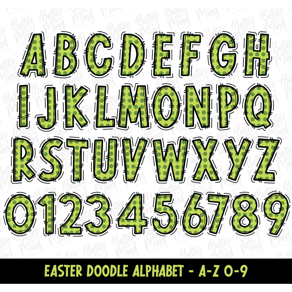 Easter Doodle Alphabet PNG, Alphabet Letters PNG Bundle, Hand Drawn Doodles, Easter Sublimation Alphabet Set Designs PNG, Sublimation - 4.jpg