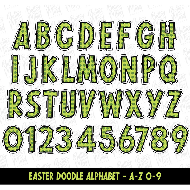 Easter Doodle Alphabet PNG, Alphabet Letters PNG Bundle, Hand Drawn Doodles, Easter Sublimation Alphabet Set Designs PNG, Sublimation - 4.jpg
