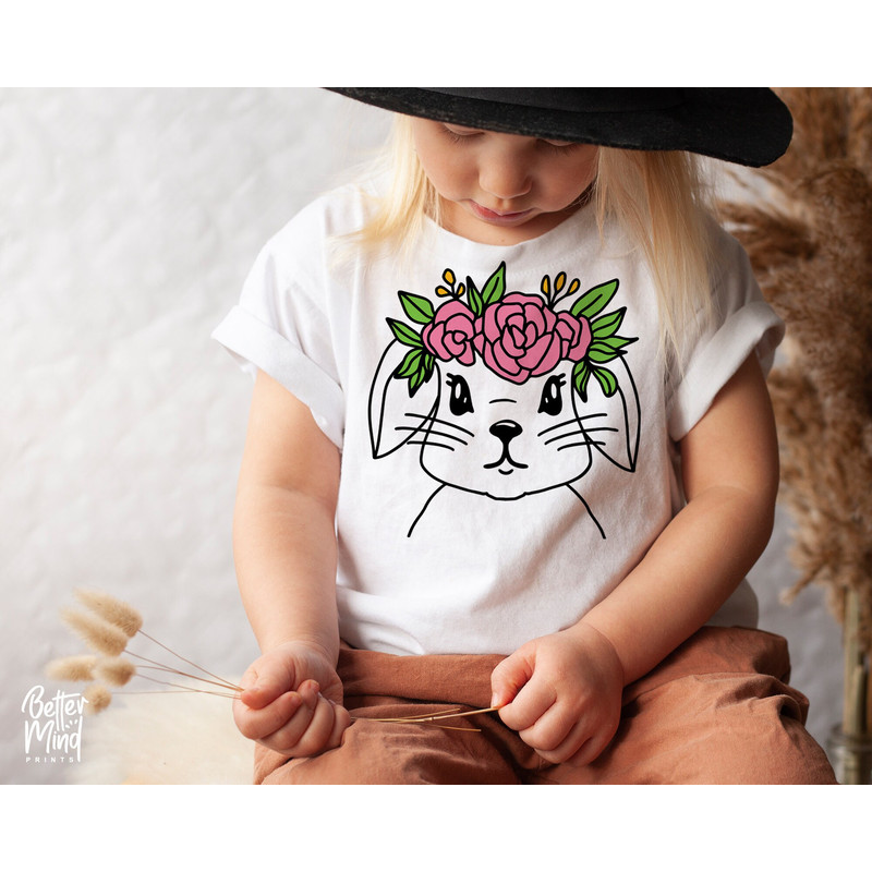 Floral Bunny SVG, Easter Bunny SVG, Happy Easter svg, Rabbit Svg Cut file, Flower Bunny Svg, Spring Svg, Bunny Face svg, Flower Crown svg - 2.jpg