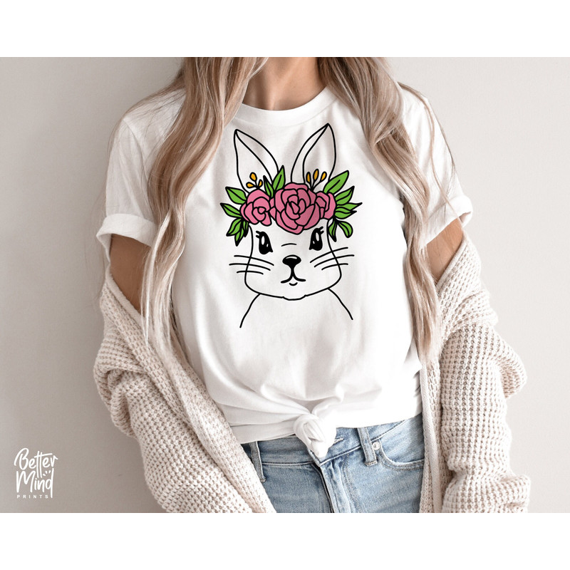 Floral Bunny SVG, Easter Bunny SVG, Happy Easter svg, Rabbit Svg Cut file, Flower Bunny Svg, Spring Svg, Bunny Face svg, Flower Crown svg - 3.jpg