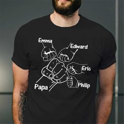 personalized gifts for dad, custom papa and childs hands shirt, father's day tee, funny family matching shirt, daddy bir