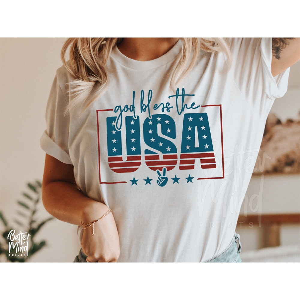 God Bless Usa SVG PNG, 4th of July SVG, Fourth of July Svg, Independence Day Svg, Patriotic Svg, Memorial Day Svg, Freedom svg, Cut files - 1.jpg