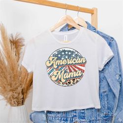 all american mama crop top, 4th of july shirt, mama 4th of july tee, retro american mama shirt, plus size tee 4xl 5xl