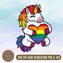 gay pride unicorn heart rainbow flag lgbt png, png high quality, png, digital download