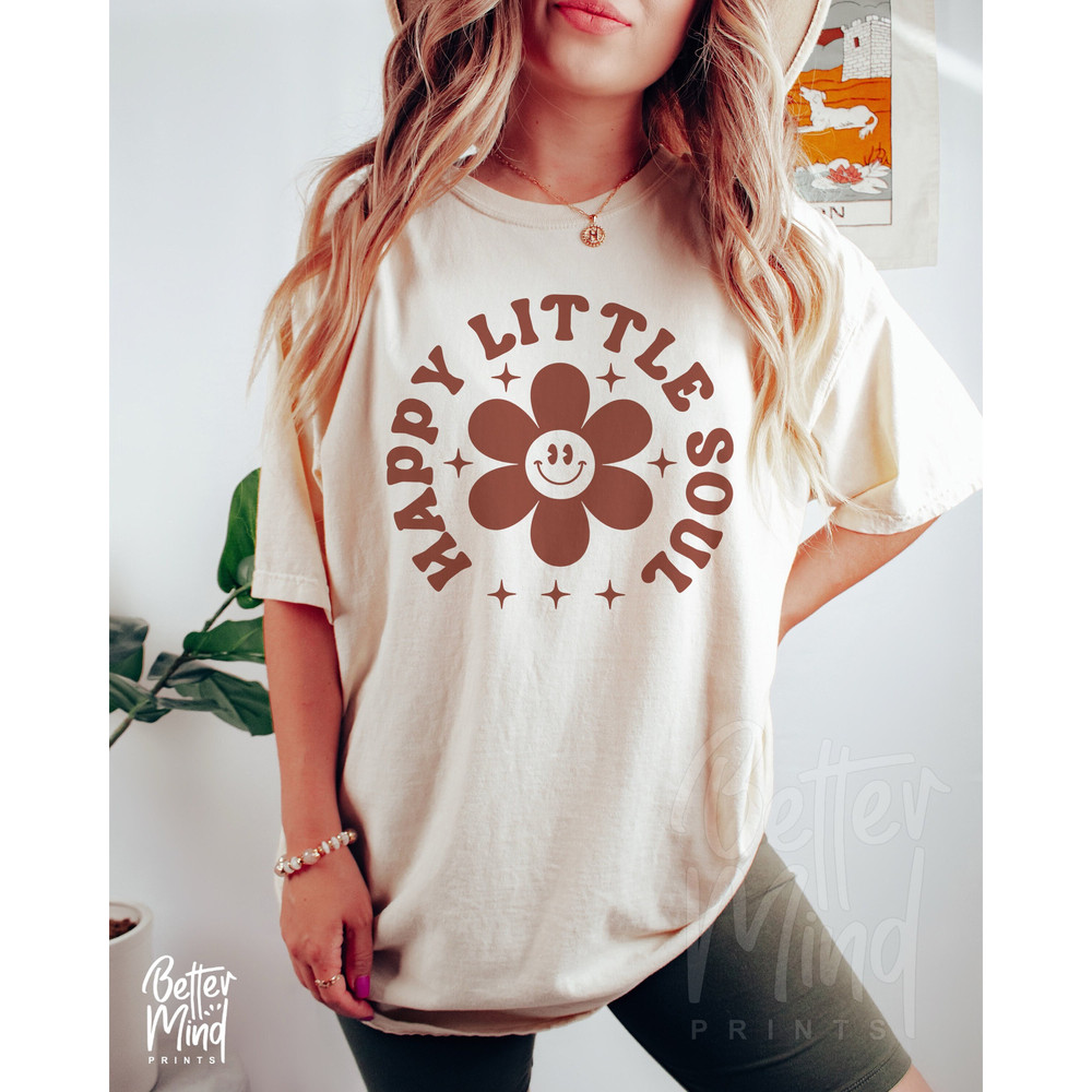 Happy Little Soul SVG PNG Motivational quote Svg Flower smiley face SVG Kids shirt svg Baby Onesie Svg files for Cricut - 1.jpg