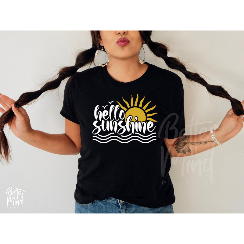 Hello Sunshine SVG PNG, Summer Vacation Svg, Sun svg, Spring svg, Hello svg, Beach Vibes Svg, Cut File for Cricut, Silhouette - 2.jpg