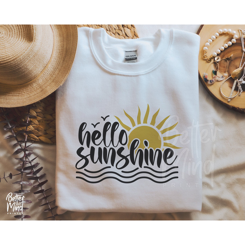 Hello Sunshine SVG PNG, Summer Vacation Svg, Sun svg, Spring svg, Hello svg, Beach Vibes Svg, Cut File for Cricut, Silhouette - 3.jpg