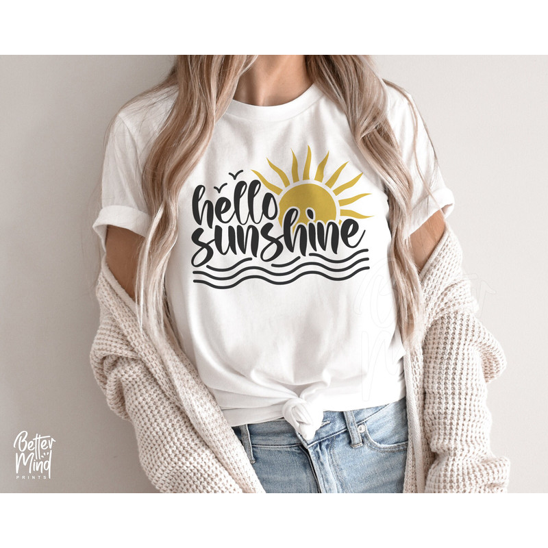 Hello Sunshine SVG PNG, Summer Vacation Svg, Sun svg, Spring svg, Hello svg, Beach Vibes Svg, Cut File for Cricut, Silhouette - 4.jpg