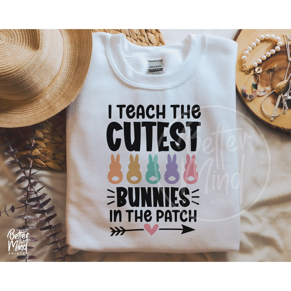I Teach The Cutest Clovers In The Patch SVG, Teacher Easter svg, Easter Cut Files, Teacher Bunny svg, Teacher Easter Shirt Design - 5.jpg