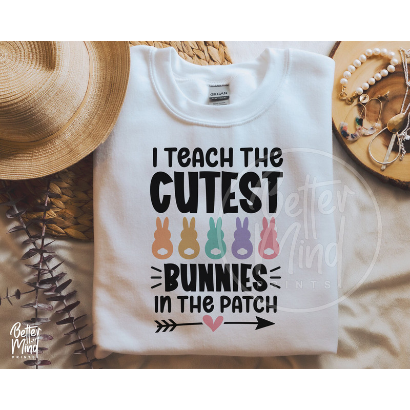 I Teach The Cutest Clovers In The Patch SVG, Teacher Easter svg, Easter Cut Files, Teacher Bunny svg, Teacher Easter Shirt Design - 5.jpg