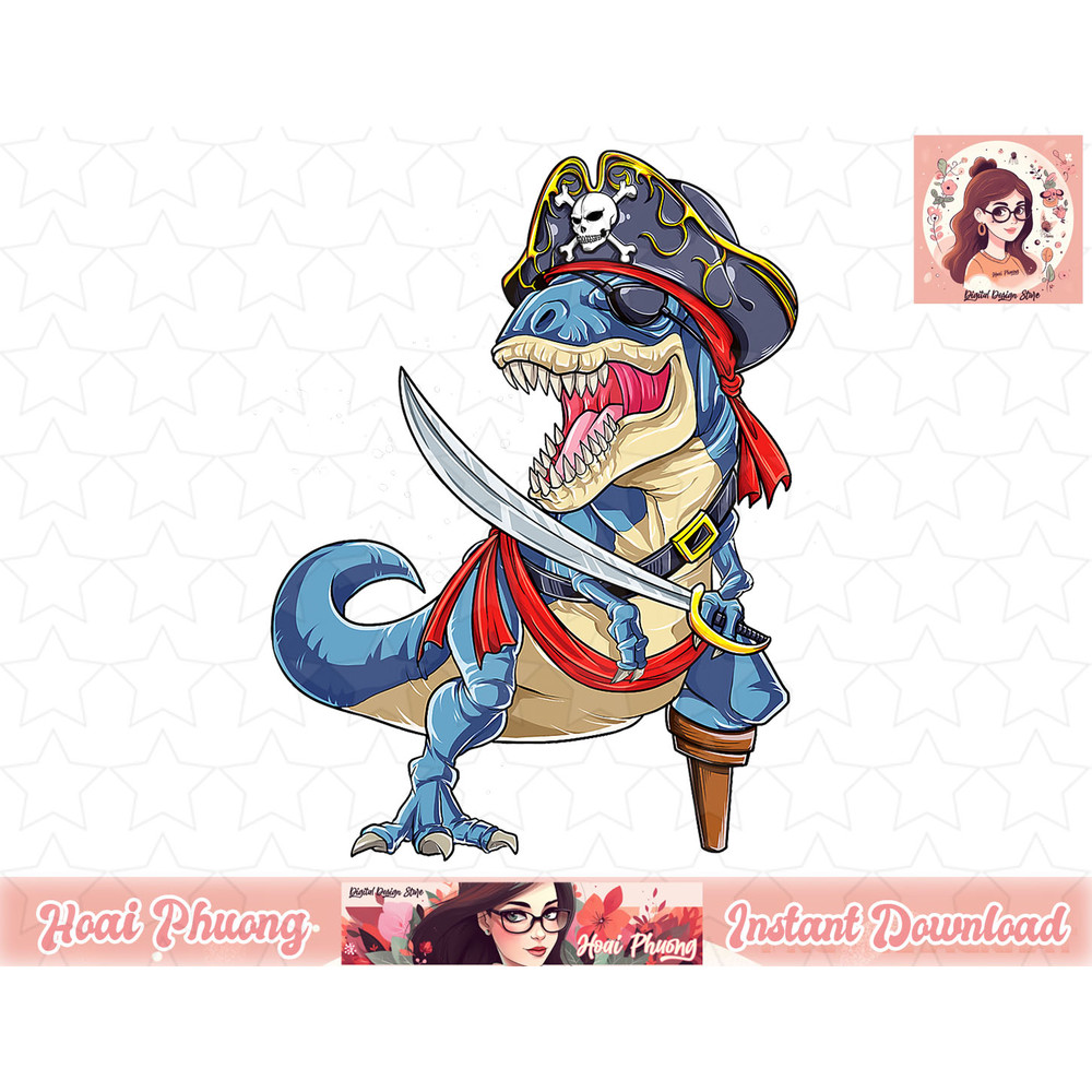 Dinosaur T rex Pirate T shirt Jolly Roger Halloween Gifts png, instant download.jpg