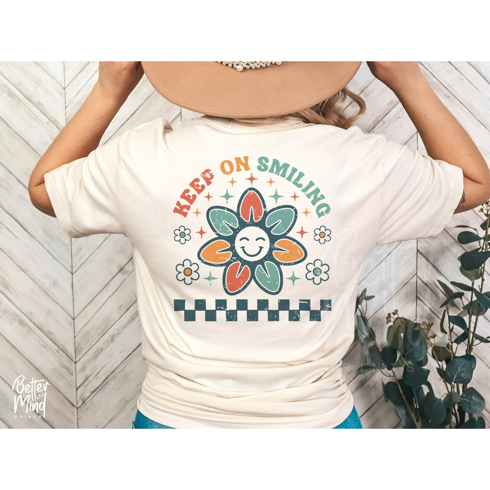 Keep On Smiling SVG PNG, Retro Keep On Smiling Png, Smılıng Png, Funny Quote Svg, Smile Happy Face PNG, Flower Smiley Shirt, Svg Download - 1.jpg