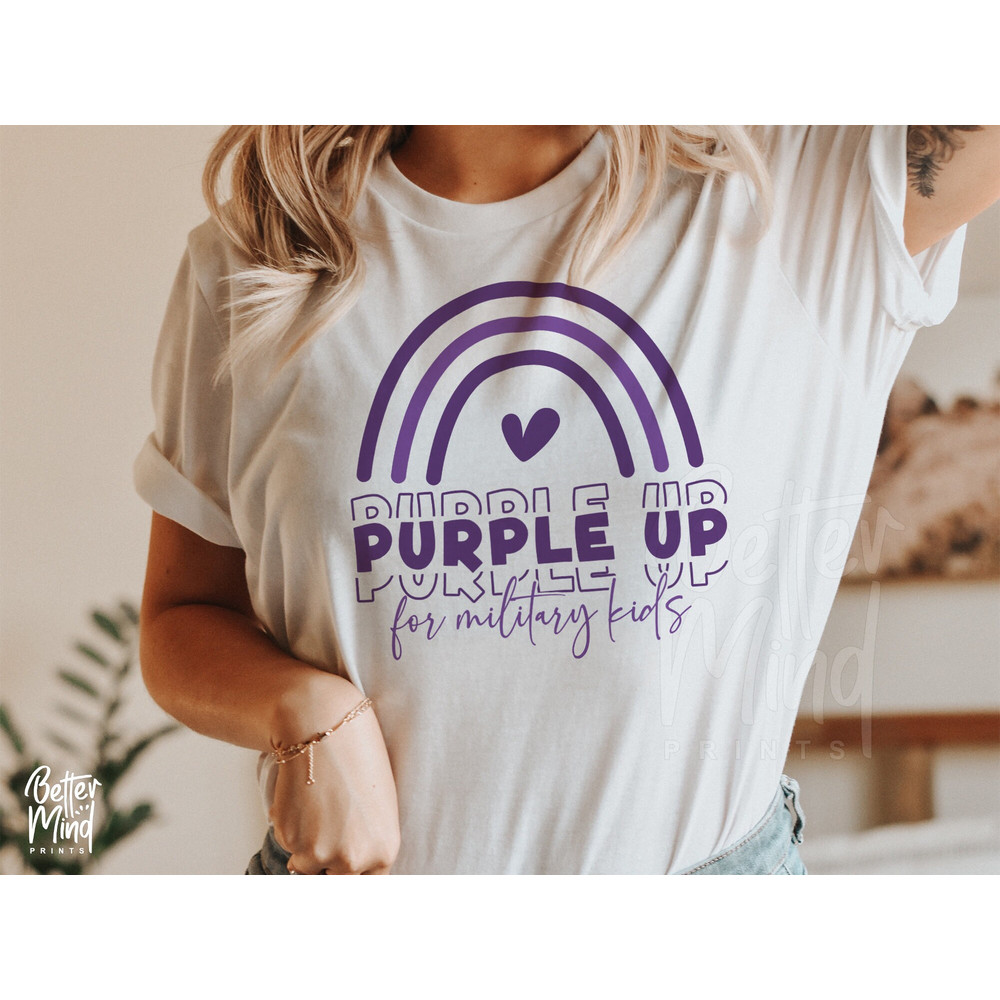 Purple Up For Military Kids Rainbow Military child Month PNG, Military Kids Awareness Month, Military Kids PNG, Sublimation Design Downloads - 3.jpg