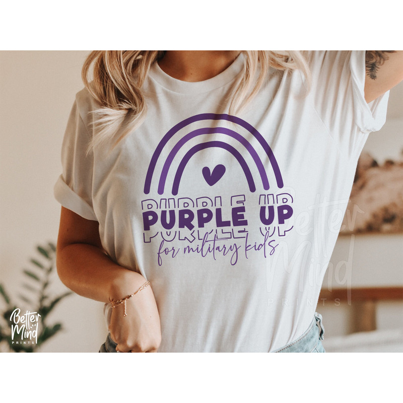 Purple Up For Military Kids Rainbow Military child Month PNG, Military Kids Awareness Month, Military Kids PNG, Sublimation Design Downloads - 3.jpg