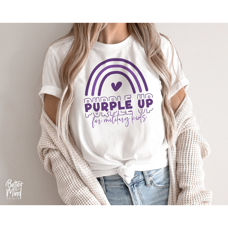Purple Up For Military Kids Rainbow Military child Month PNG, Military Kids Awareness Month, Military Kids PNG, Sublimation Design Downloads - 4.jpg