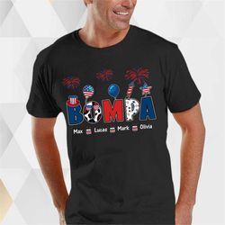 personalized grandpa 4th of july shirt, american flag patriotic bompa with kid names matching shirt, independence day fa