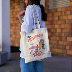 the mushroom fan club tote bag -aesthetic tote bag,artsy tote bag,art tote bag,aesthetic tote,mushroom tote bag,mushroom