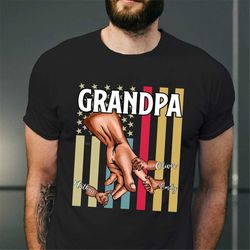 personalized grandpa shirt, fathers day tee gift for grandpa, grandpa and grandkids holding hands custom shirt, 4th of j