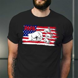 personalized dad fist bump funny shirt, custom papa and kids name independence day t-shirt, fathers day gift for dad, pa