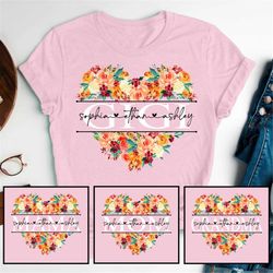 personalized grandma shirt, custom floral gigi and grandkid, gift for grandma, mothers day shirt, mom gift for nana mimi