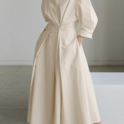 solid pocket button lapel long sleeve maxi shirt casual dress