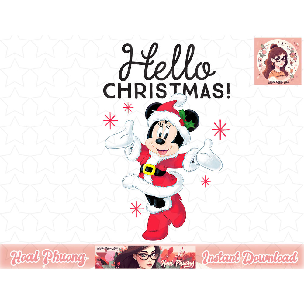 Disney Santa Minnie Mouse Hello Christmas Holiday Short Sleeve png, instant download.jpg