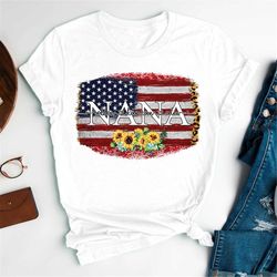 personalized nana america grandma 4th of july t shirt, grandma tee, america lover grandma shirt, independence day shirt,