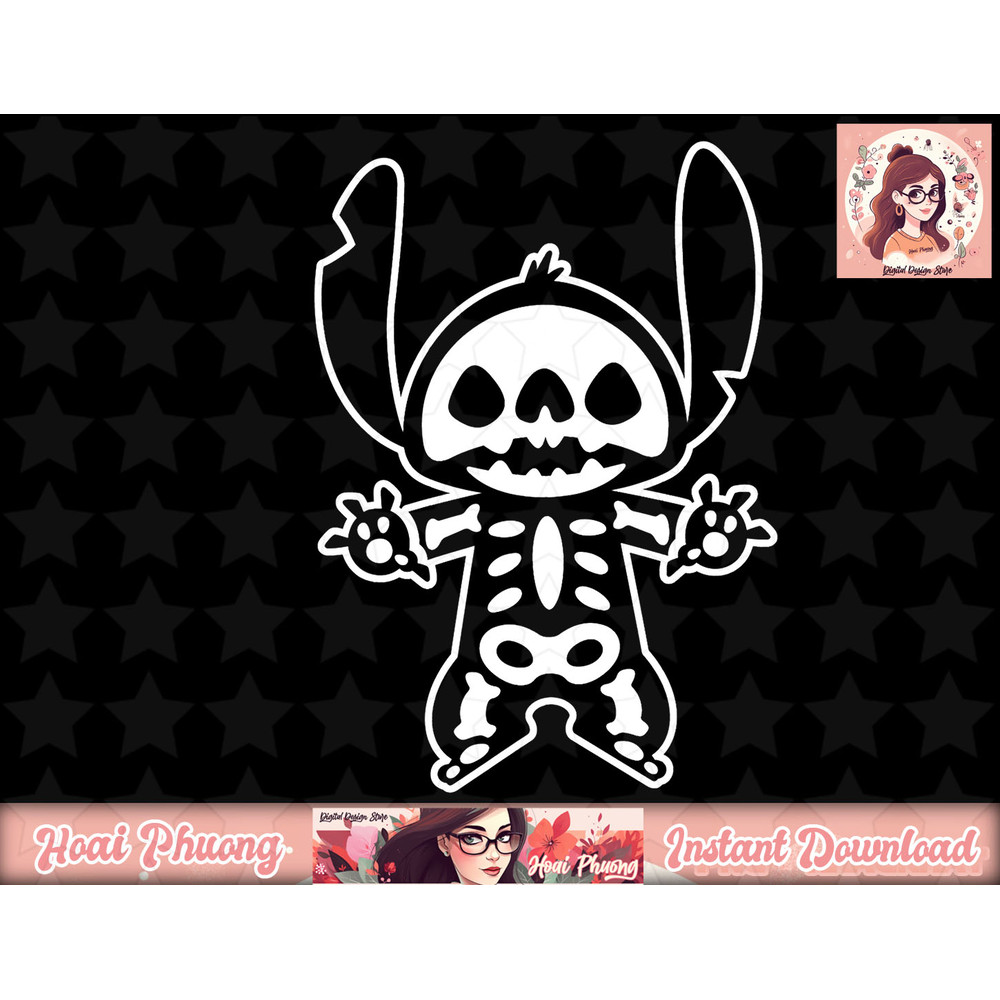Disney Stitch Halloween Skeleton png, instant download.jpg