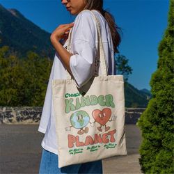 create a kinder planet tote bag -aesthetic tote bag,artsy tote bag,art tote bag,aesthetic tote,be kind tote bag,birthday