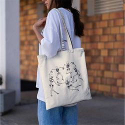 skeleton dance tote bag -aesthetic tote bag,art tote bag,artsy tote bag,grunge tote bag,skeleton tote bag,aesthetic bag,
