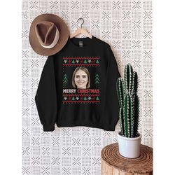 custom photo ugly sweater, christmas ugly sweatshirt, custom face shirt, personalized text t-shirt, holiday gift women