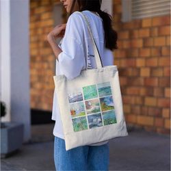 monet collage tote bag -aesthetic tote bag,artsy tote bag,art tote bag,aesthetic tote,monet tote,monet tote bag,monet gi