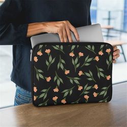 orange flowers laptop sleeve -laptop case macbook air,macbook air case,macbook case,orange macbook pro case,flower macbo