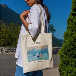 monet impression sunrise tote bag -aesthetic tote bag,artsy tote bag,art tote bag,aesthetic tote,monet tote,monet tote b