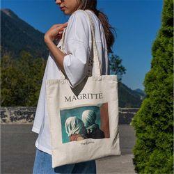 magritte the lovers tote bag -aesthetic tote bag,artsy tote bag,art tote bag,aesthetic tote,magritte the lovers bag,magr