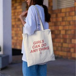 girls can do anything tote bag-feminist tote bag,feminism tote bag,girl power tote bag,feminist gift,feminist bag,femini