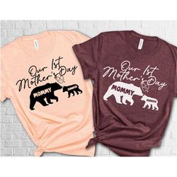 mommy and me matching shirts, mommy and me outfit, our first mother's day shirt, mother's day mommy and baby bear outfit