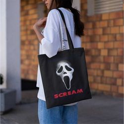 scream movie tote bag -scream tote,scream tote bag,scream bag,horror tote,horror tote bag,scream movie canvas bag,michae