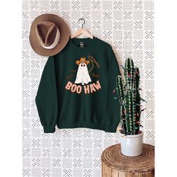 wester halloween sweatshirt, boo how sweater, halloween ghost sweat, cowboy halloween clothing, western fall sweater