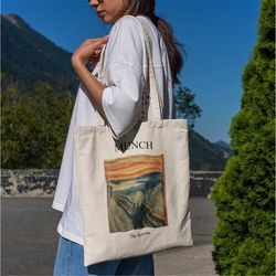 edvard munch the scream tote bag -aesthetic tote bag,artsy tote bag,art tote bag,aesthetic tote,edvard munch tote bag,th