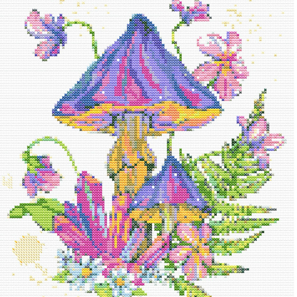 Magic mushrooms cross stitch pattern