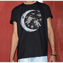 astronauts playing swing on the moon shirt -funny shirt,funny tshirt,graphic sweatshirt,graphic tees,astronaut shirt,ast