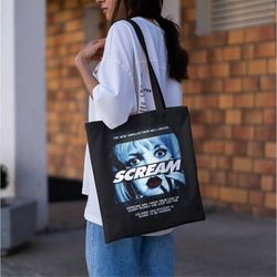 drew barrymore tote bag -scream tote,scream tote bag,scream bag,horror tote,horror tote bag,scream movie tote bag,michae